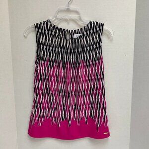 Calvin Klein Womens Size Med Pink and Black Geometric Print Sleeveless Top